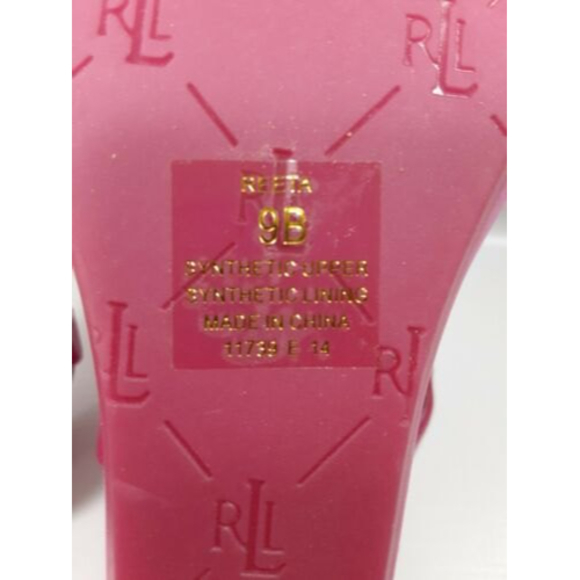 Lauren Ralph Lauren Size 9B Reeta Pink Thong Wedge Heel T-Strap Sandals - Picture 8 of 11